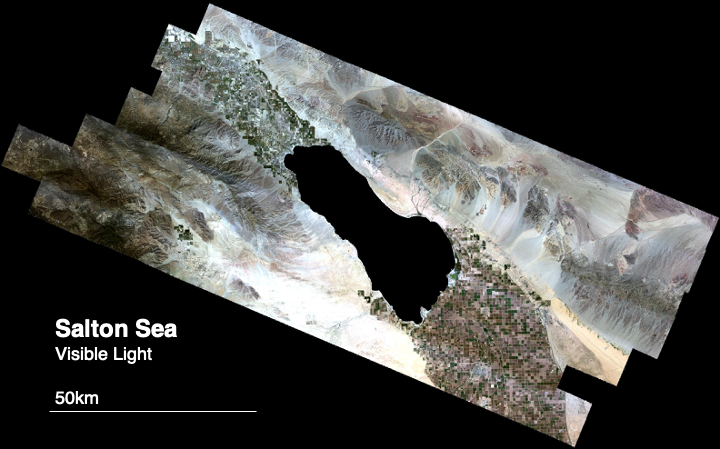 A remotely-acquired image of the Salton Sea region