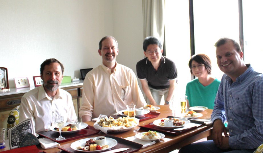 Scientists from JPL and other institutions sharing a meal at Kuze's home in Japan.